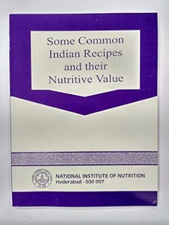 Some Common Indian Recipes and Their Nutritive Value